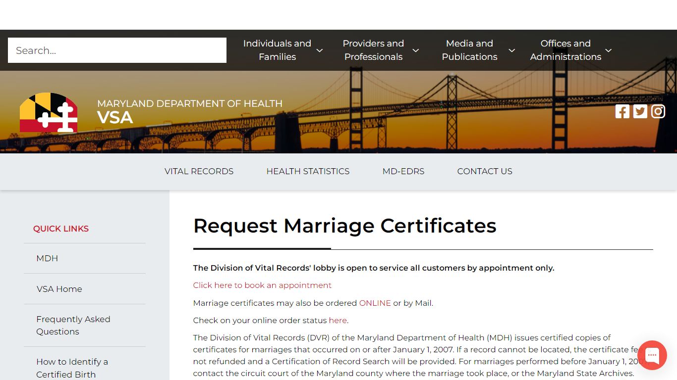 Maryland Department of Health marriage